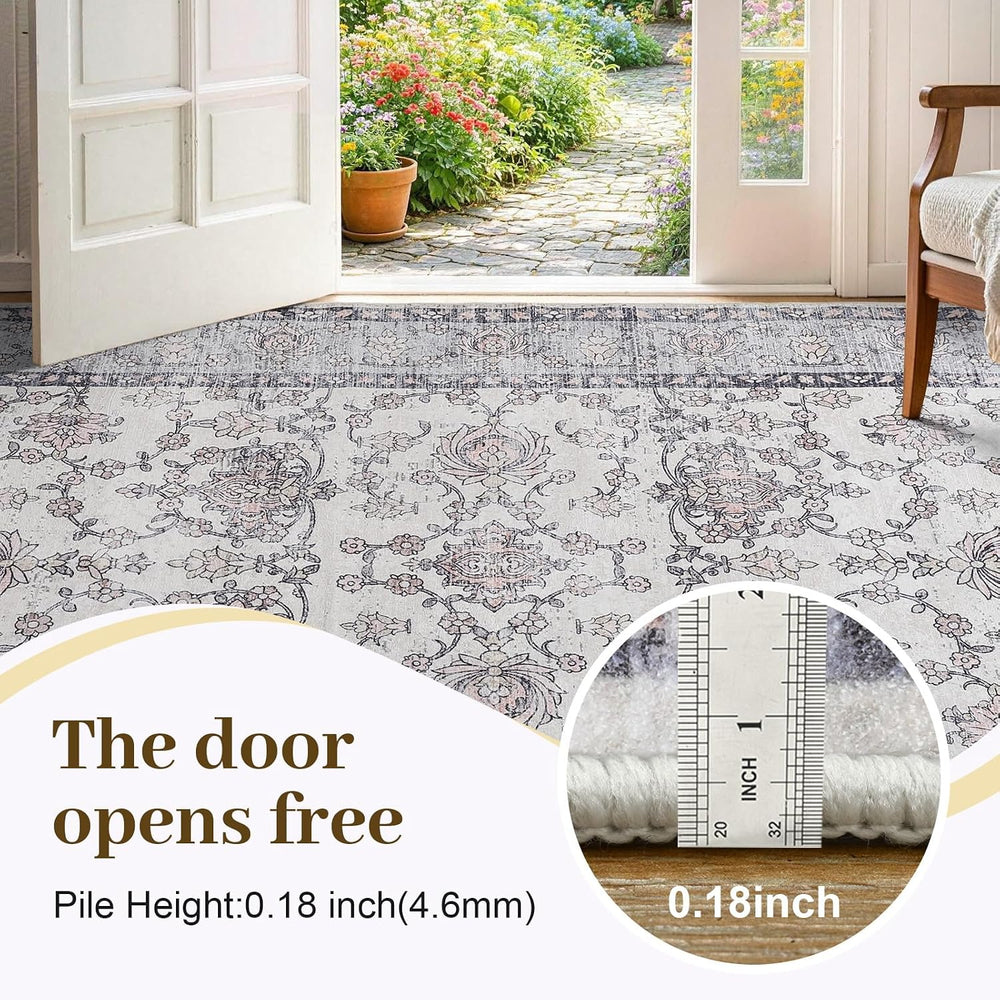 6x9 Washable Non-Slip Area Rug for Living Room(Gray Purple)