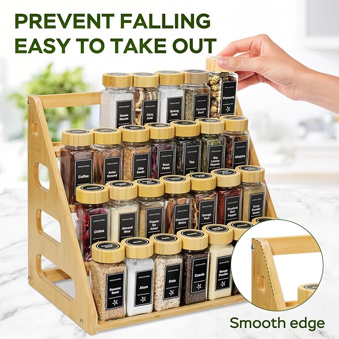 4 Tier Bamboo Spice Rack Organizer