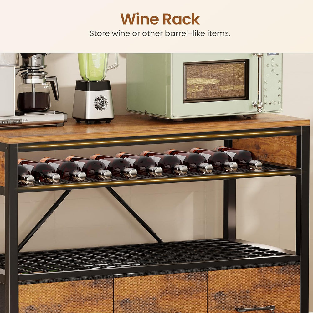 Itaar Bakers Rack with Storage and Power Outlet, 35.4 inch Coffee Bar Cabinet...