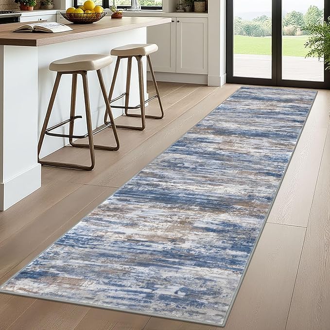KOZYFLY Modern Abstract Washable Rug Runner 2.6x10 Hallway Rug Runner Non-Slip