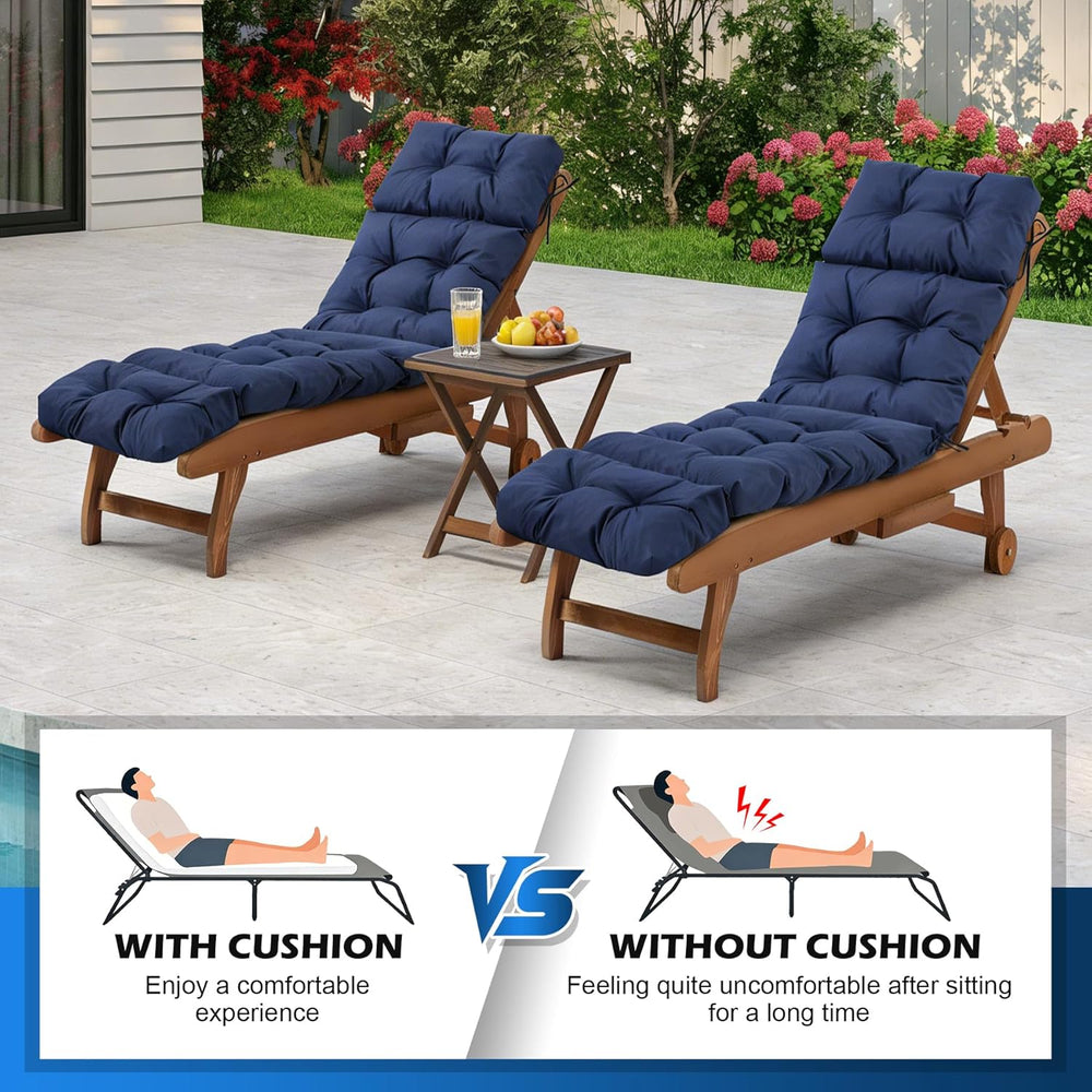 Chaise Lounge Cushions Outdoor, Waterproof & Fade Resistant Patio Lounge ...