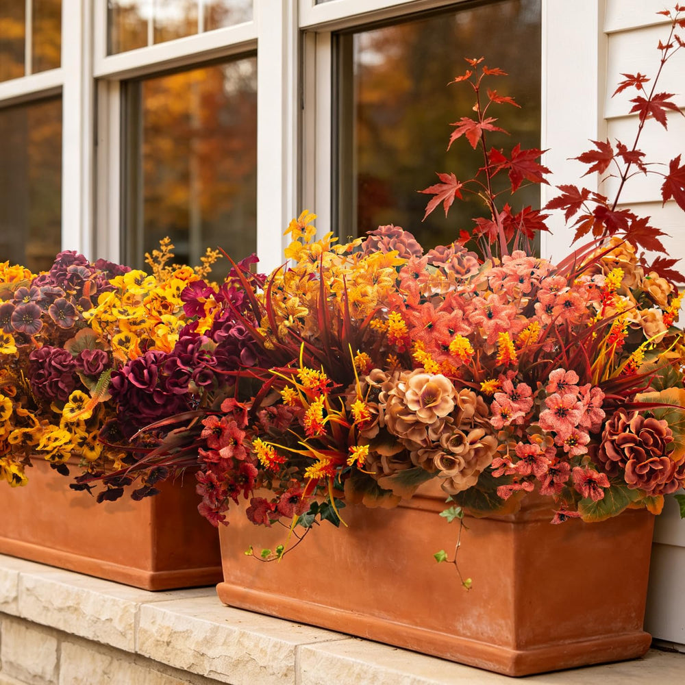 20 Artificial Fall Flowers UV Resistant Fake Mums for Outdoors Decor