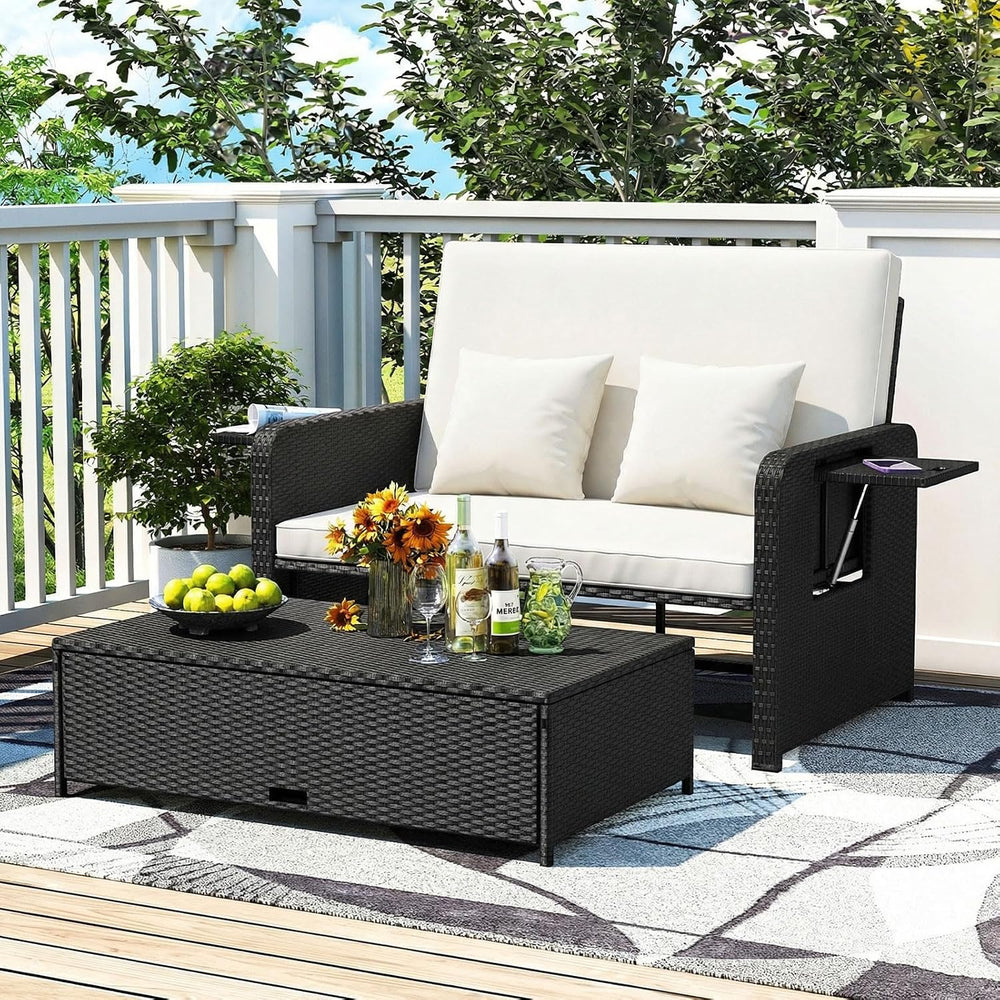 RELAX4LIFE Wicker Patio Outdoor Daybed - Rattan Day Bed Lounger w/Loveseat &a...