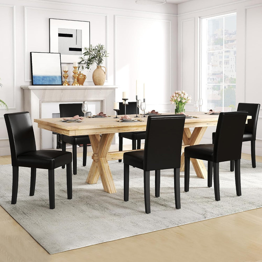 LSSPAID Dining Chairs Set of 6, Modern Stylish PU Leather Upholstered Parson ...
