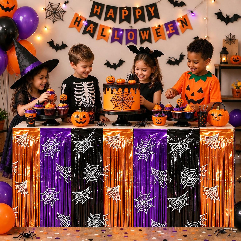 Halloween Fringe Table Skirt Halloween Party Decorations, 7 Pack