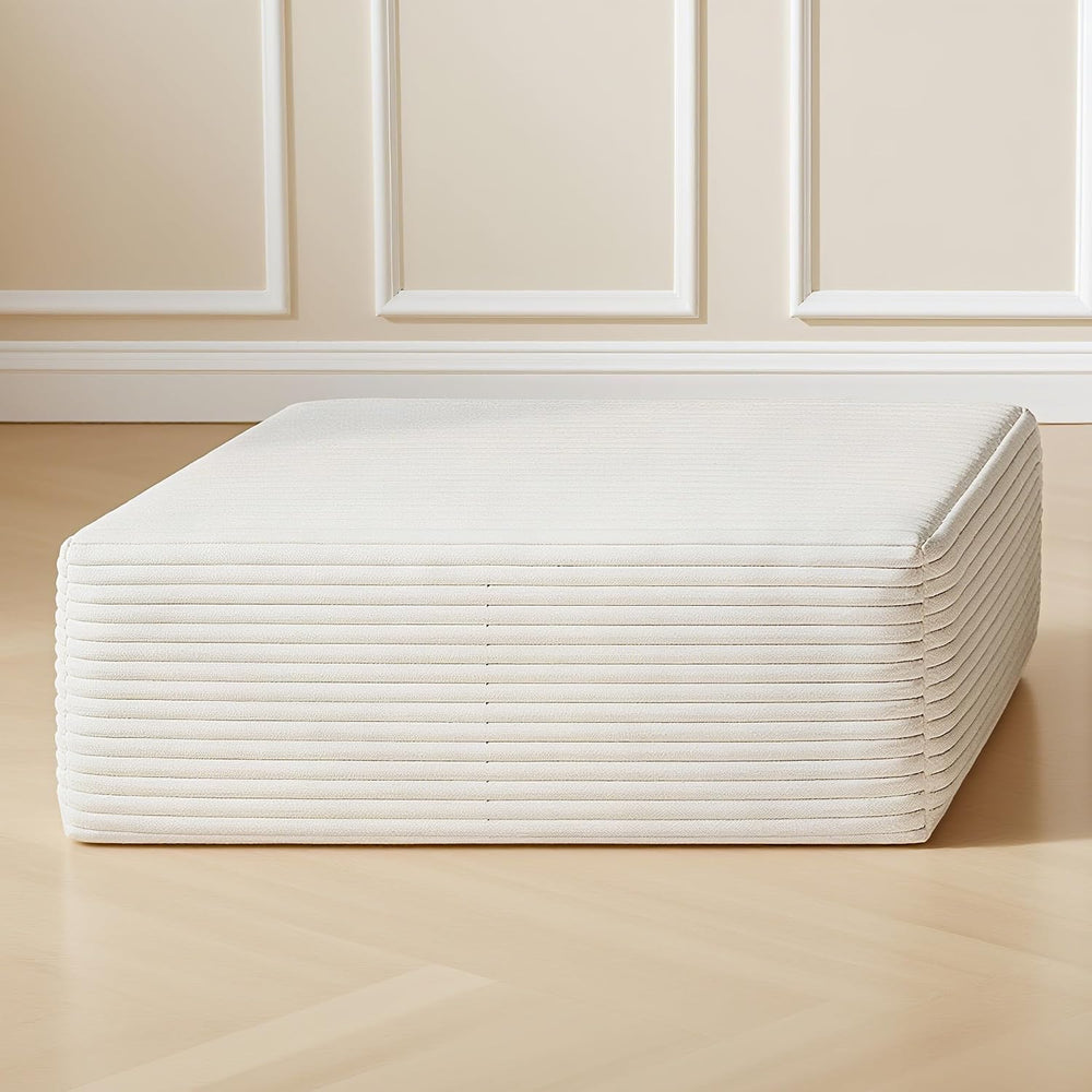 37.4" Plush Corduroy Ottoman, Upholstered Cloud Ottoman for Boneless Cou...