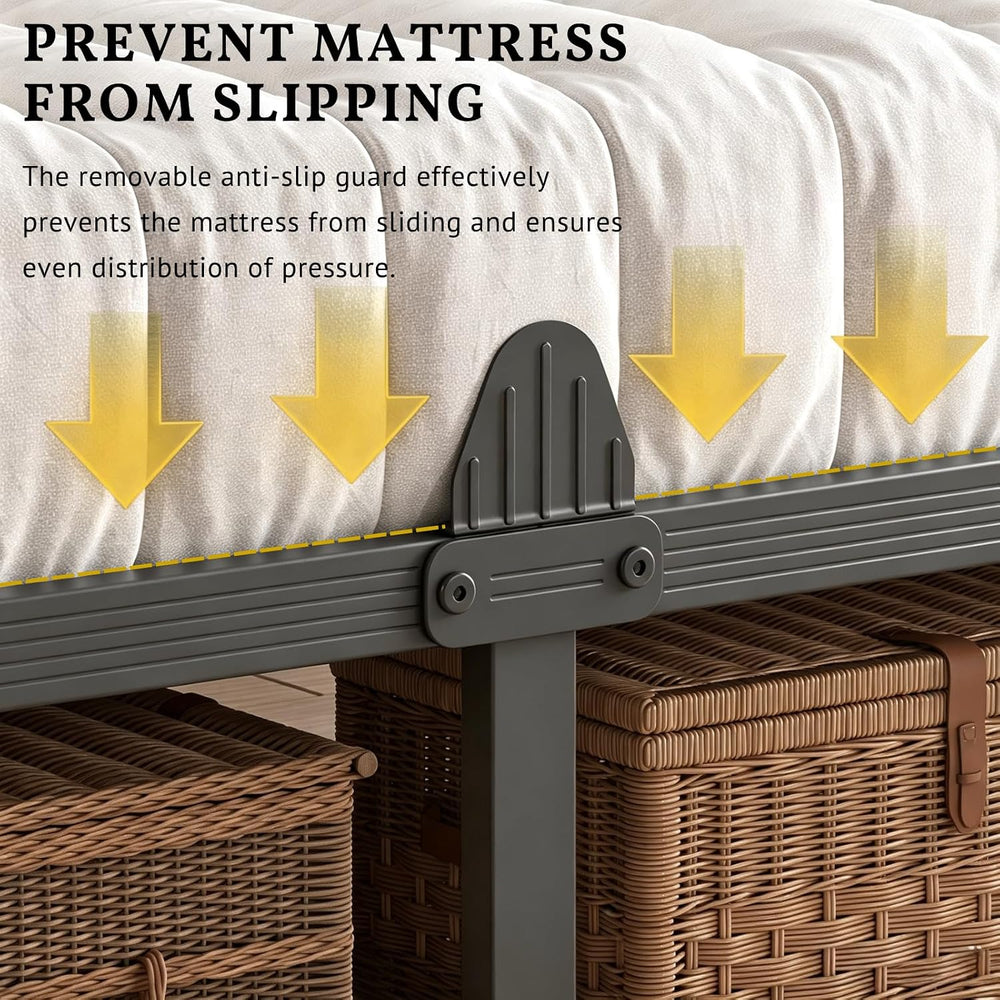 12 Inch Twin Metal Daybed Frame with Classic Headboard