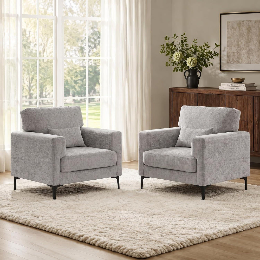 Oversized Accent Chair Armchair Set of 2 with Metal Legs