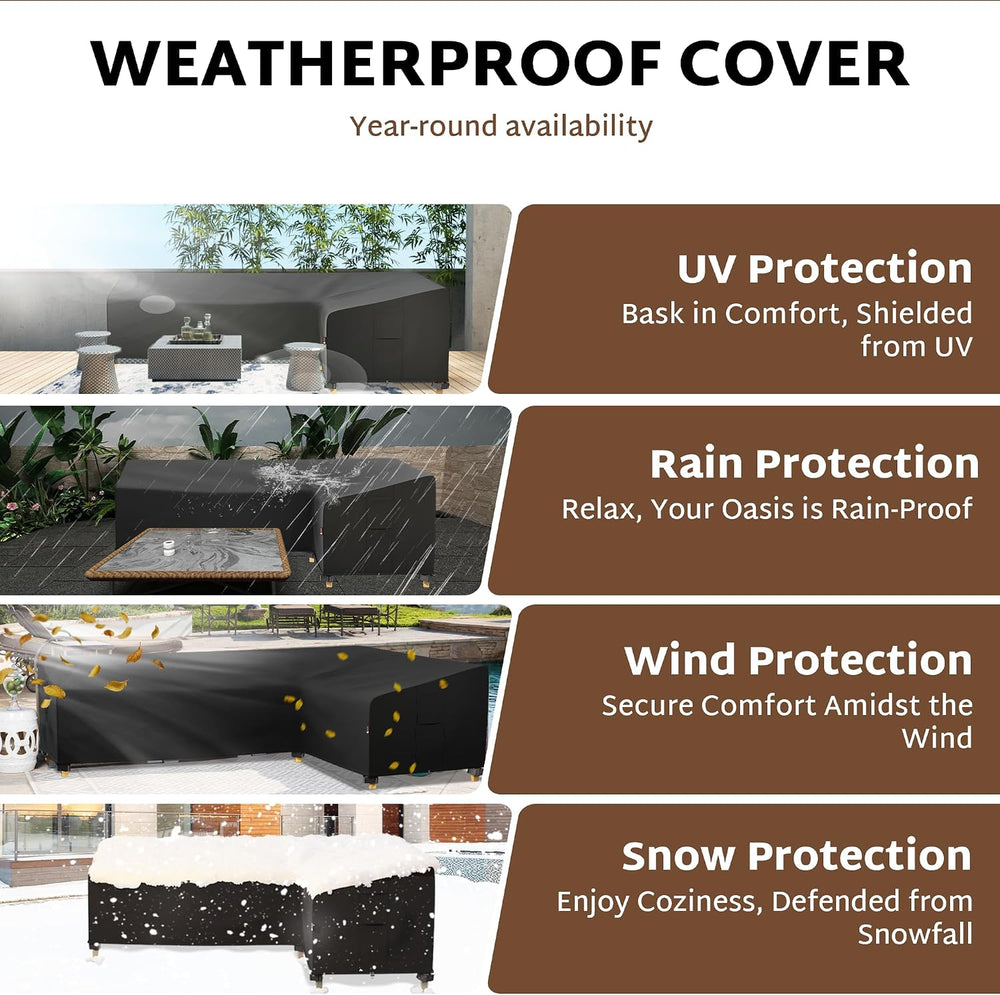 iBirdie Outdoor Sectional Cover fit 112 x 87 inch L-Shaped Couch Sofa