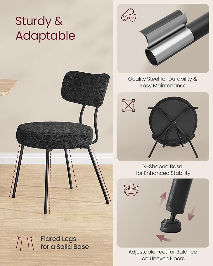 VASAGLE Boucle Dining Chairs Set of 6, Upholstered Kitchen Dining Room Chairs...