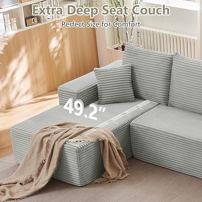 166.9" Cloud Sectional Couch with L-Shape Chaise, Modern Modular Comfy S...