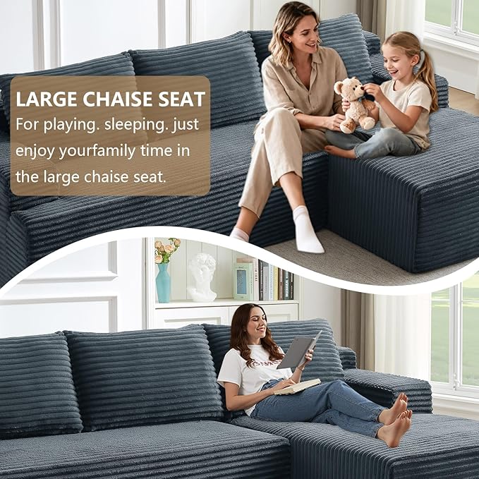 96.1" Modular Sectional Sofa Couches L-Shape Couch 3 Seat Modular Sofa C...