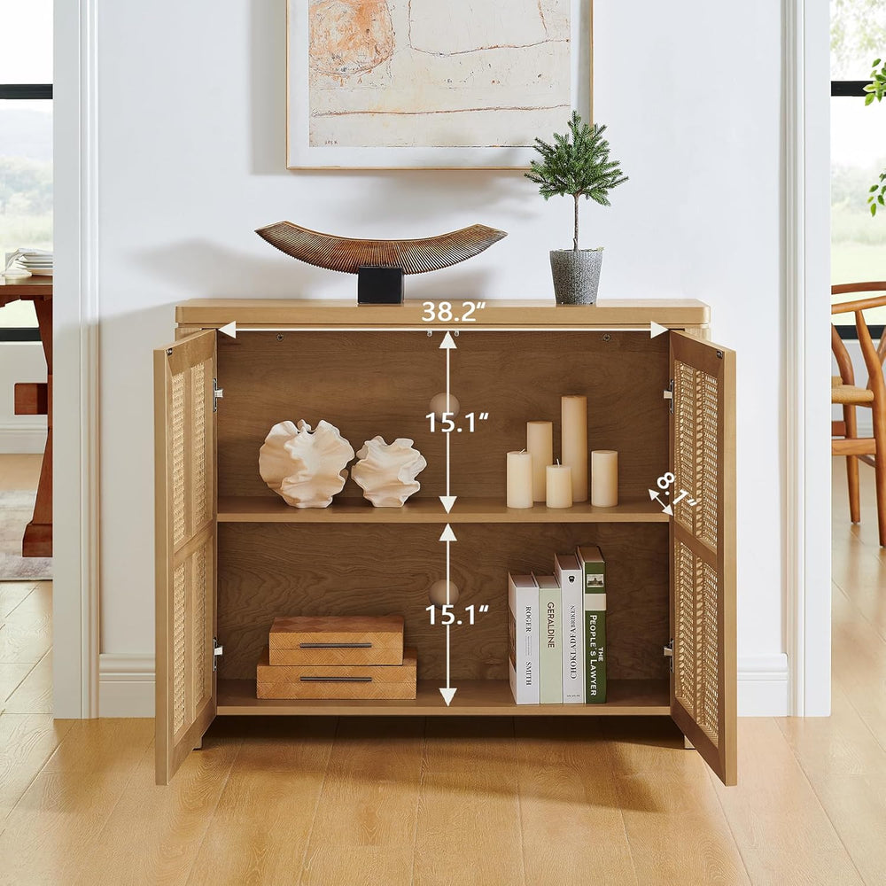 LKTART Small Sideboard Buffet Cabinet,Thin Kitchen Storage Cabinet with 2 Rat...