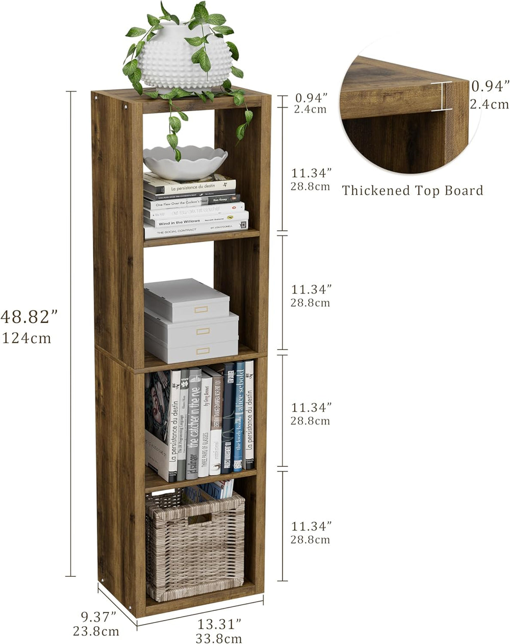 Cube Storage Organizer Bookcase, Small 4 Tier 11 inch Open Back Cubical Shelf...