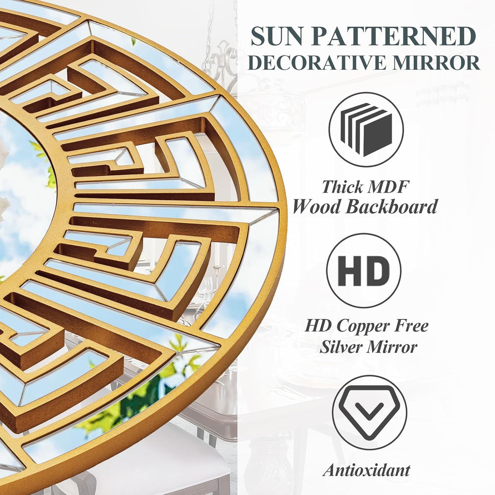 47"x47" Gold Round Mirror for Wall Decor Living Room, Decorative Wa...