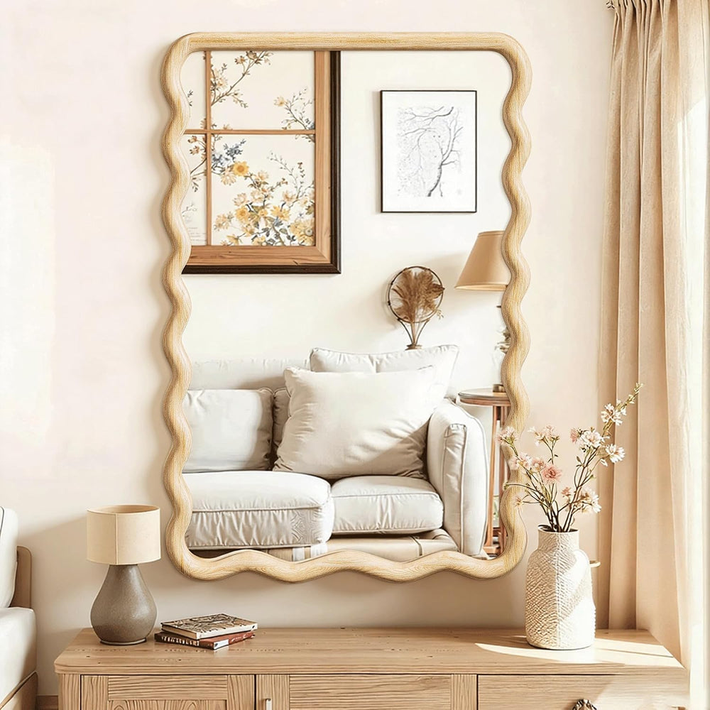 Wavy Mirror for Wall, 30"x20" Bathroom Vanity Mirror