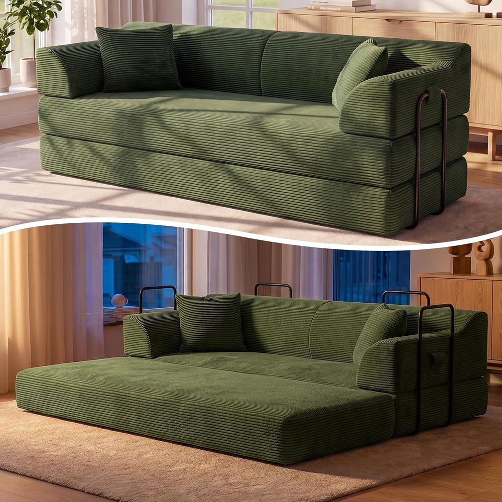 79'' Futon Sofa Bed, High‑Back Boneless Couches for Living Room
