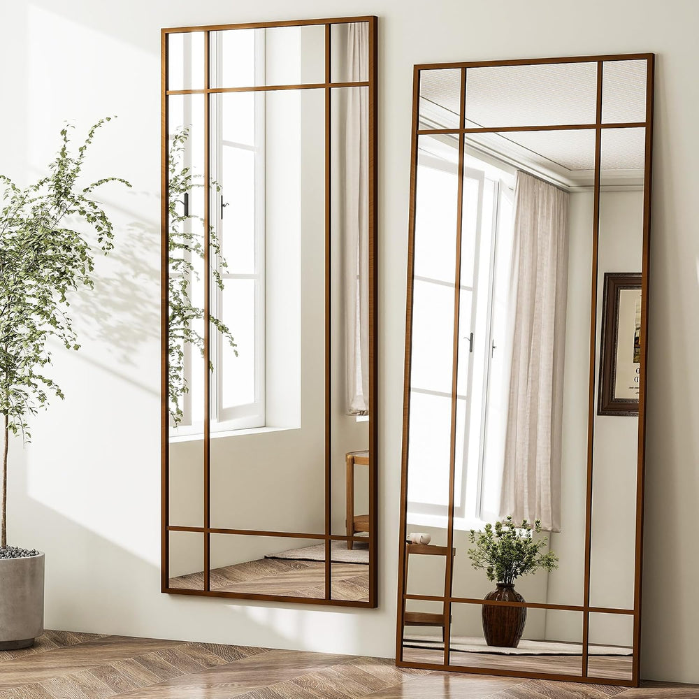HARRITPURE Windowpane Full Length Mirror, 71"x30" Floor Mirror, Bronze