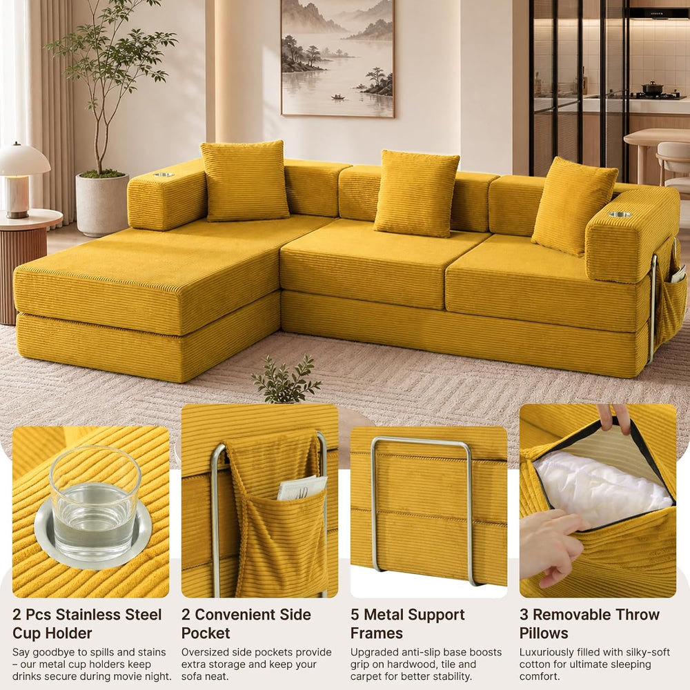 Modular Sectional Sofa, 108" L-Shaped Couch with Deep Seat