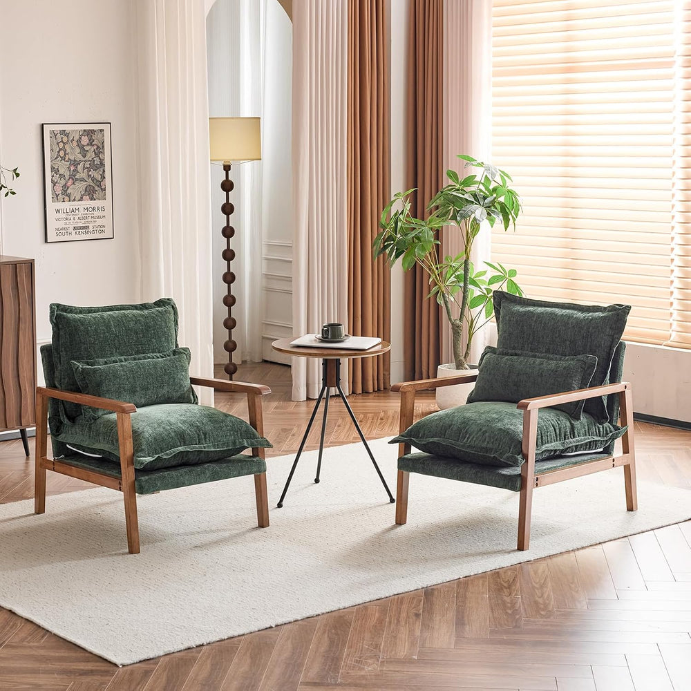 VINGLI Mid-Century Modern Cloud Accent Armchairs set of 2 with Lumbar Pillow,...