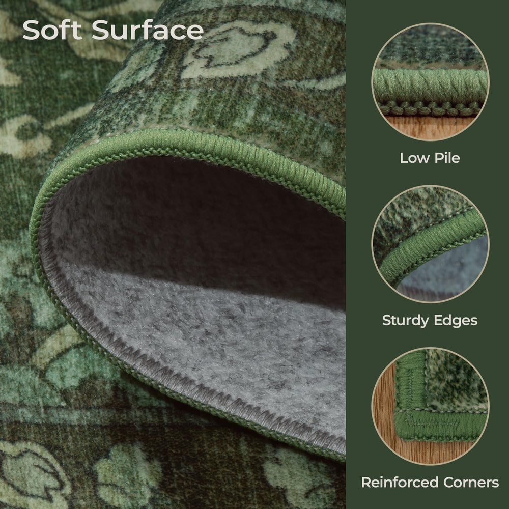 8x10 Green Area Rugs for Living Room, Washable Non-Slip Soft Rug