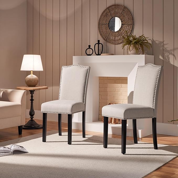 Yaheetech Dining Chairs Set of 2 Modern Kitchen Chairs with Fabric Upholstere...