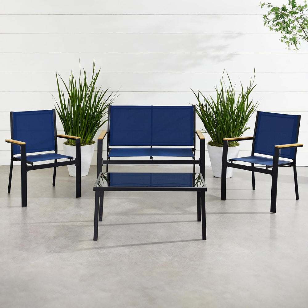 Best Choice Products 4-Piece Outdoor Textilene Patio Conversation Set, Backya...