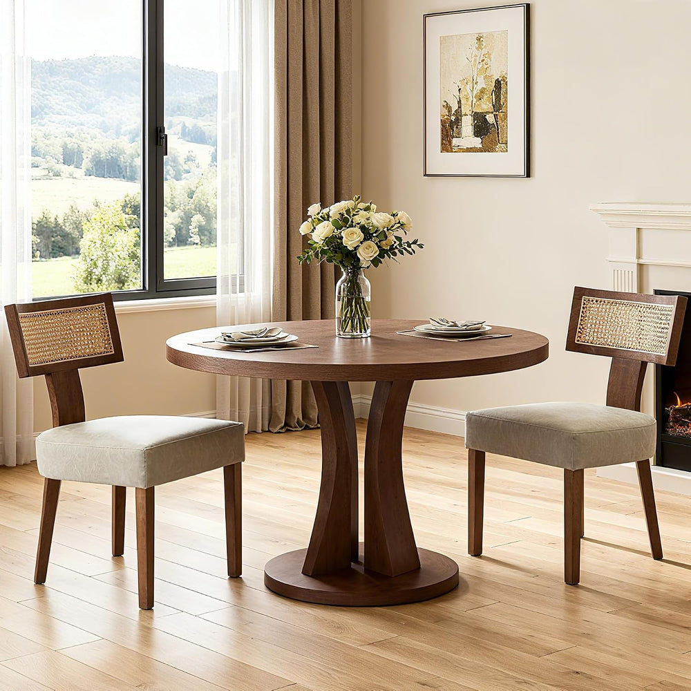 Rattan Dining Chairs Set of 2, Mid-Century Modern Dining Chair, Kitchen Dinin...