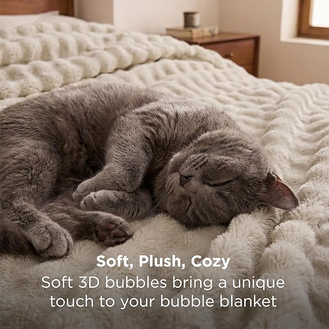 Bedsure 3D Fleece Bubble Blanket