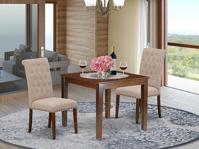 East West Furniture OXBR3-MAH-04 3 Piece Dining Room Furniture Set Contains a...