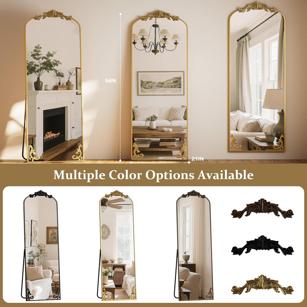 21"x 64" Arched Full Length Mirror, Freestanding Floor Mirror with ...