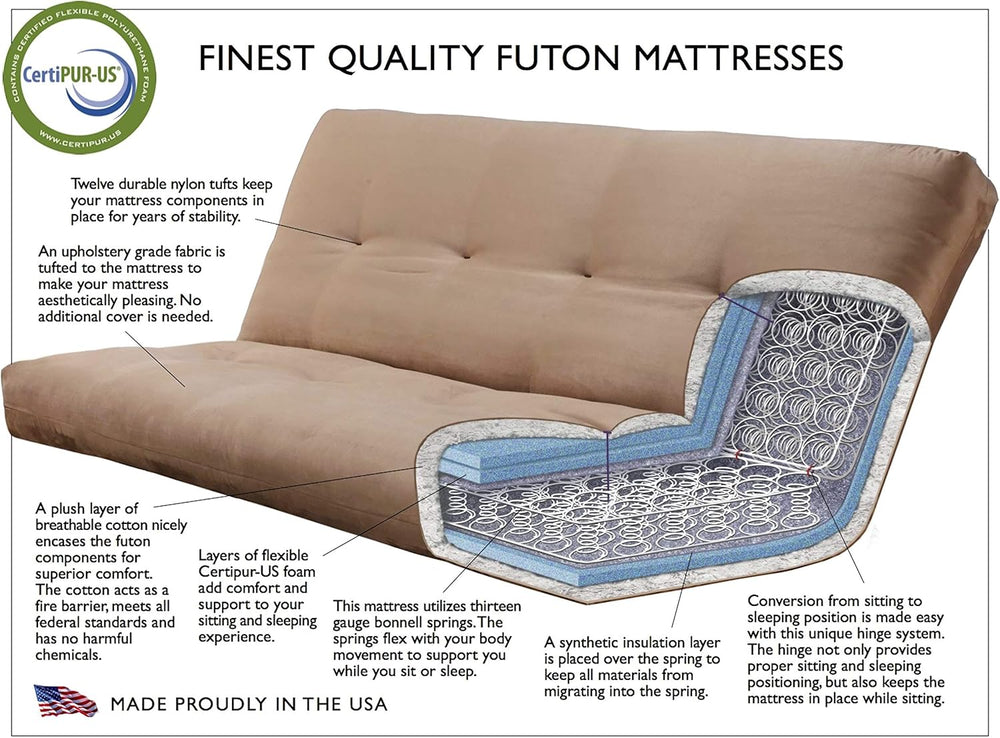 Kodiak Furniture Phoenix Full Size Futon in Butternut Finish with Storage Dra...