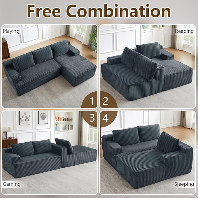 96.1" Modular Sectional Sofa Couches L-Shape Couch 3 Seat Modular Sofa C...