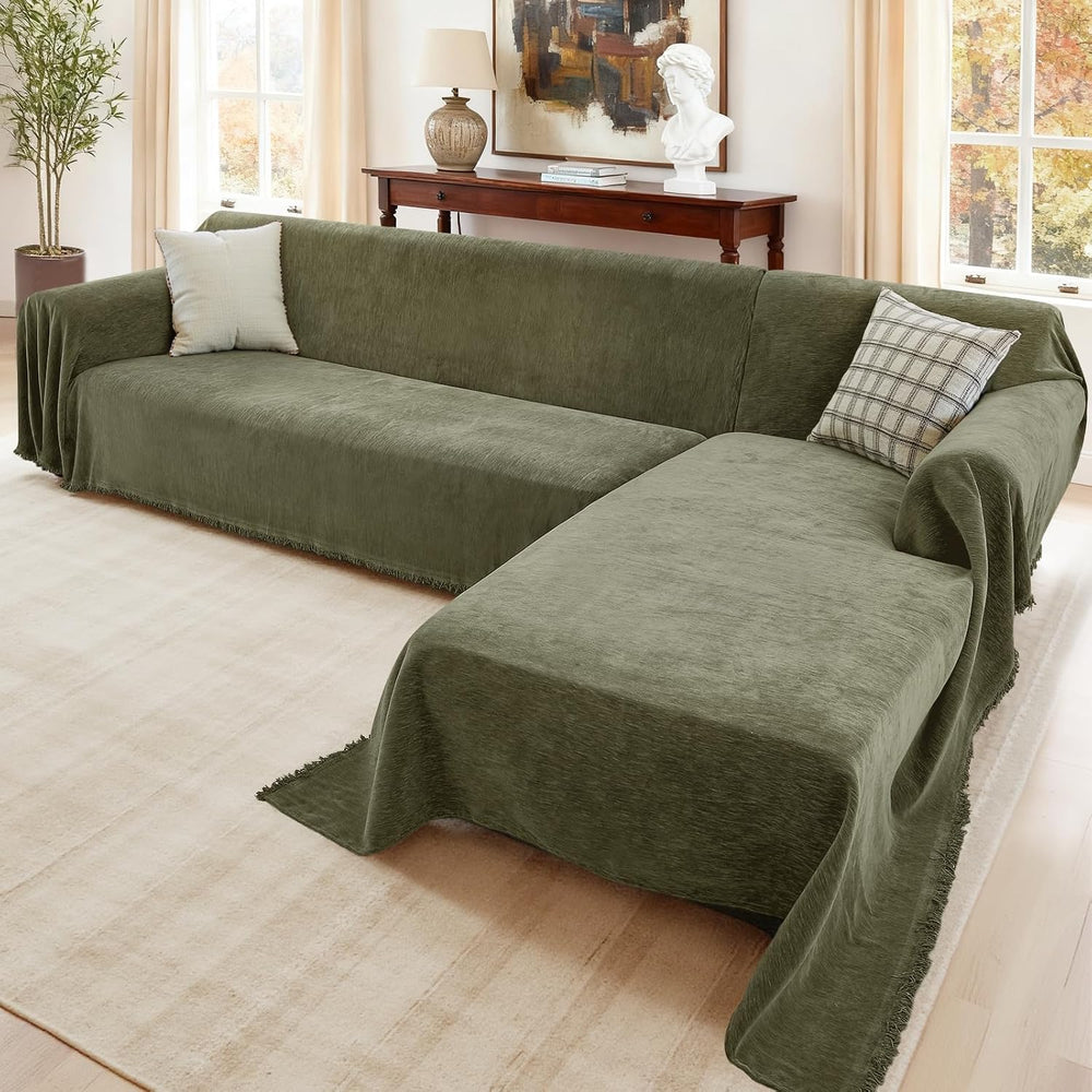 Sectional Couch Covers, 2 Pieces Washable L Shaped Couch Covers Sofa Blanket