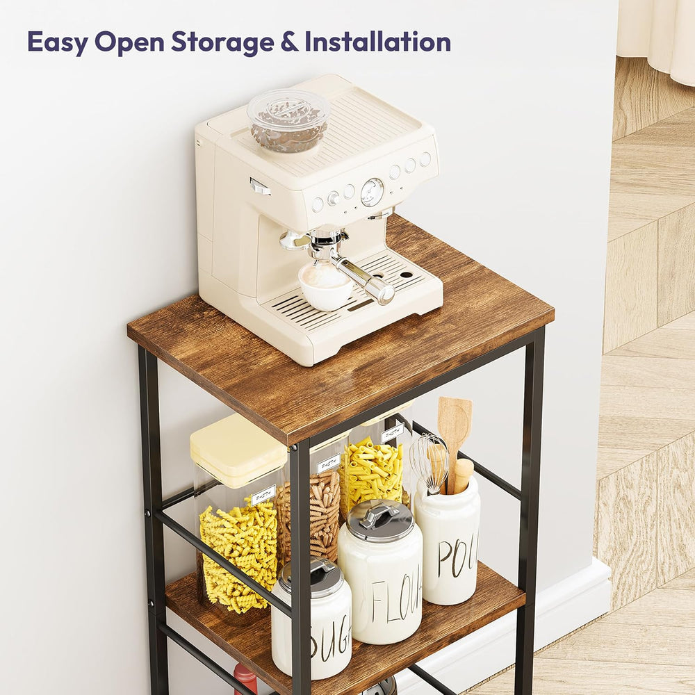 SWTYMIKI Coffee Bar Cabinet for Home - 3-Tier Sturdy Farmhouse Coffee Stand S...