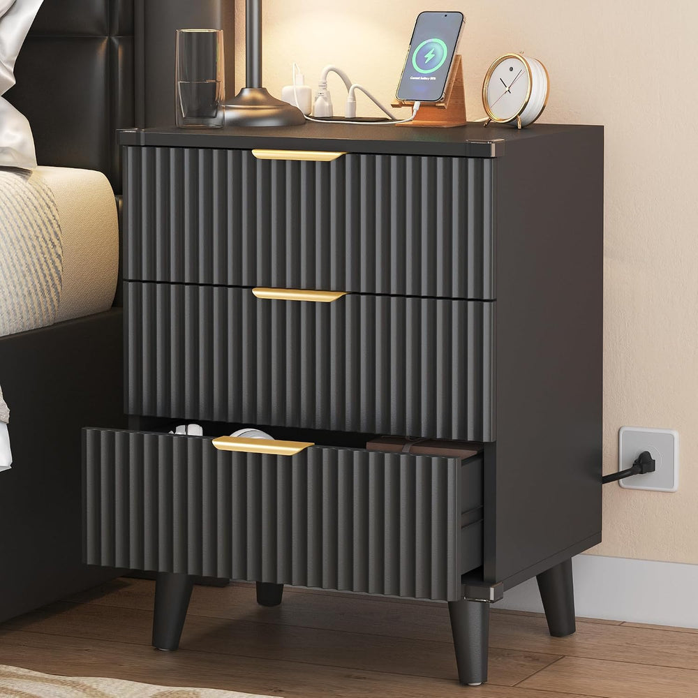 Modern Dresser and Nightstand Sets 3-Piece, 2 Nightstands 6-Drawer Dresser