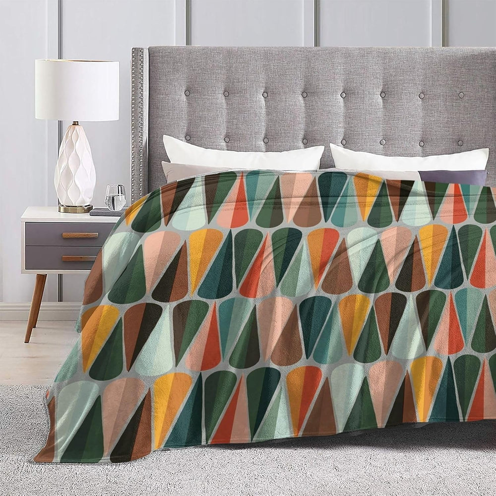 Mid Century Retro Abstract Throw Blanket Soft Cozy Plush Warm Fleece Blanket ...