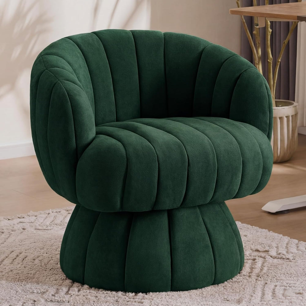 Mistpople Mid Century Modern 360 Degree Swivel Barrel Accent Chair, Fluffy Ve...