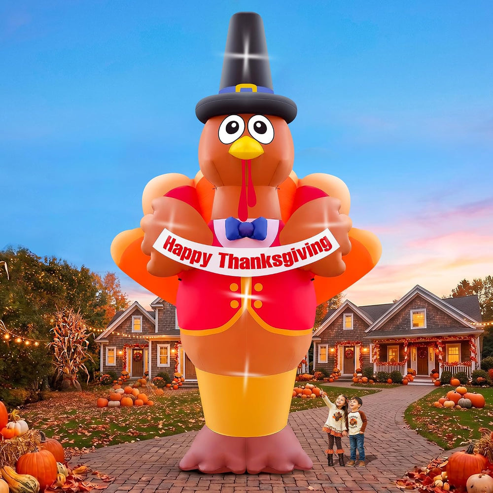 15FT Thanksgiving Day Turkey Inflatable Kalolary Fall Outdoor Decoration