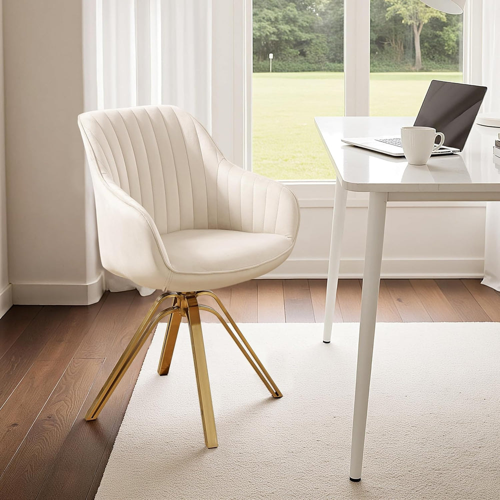 Zouron Mid Century Modern Swivel Accent Chair with Gold Metal Legs, Upholster...