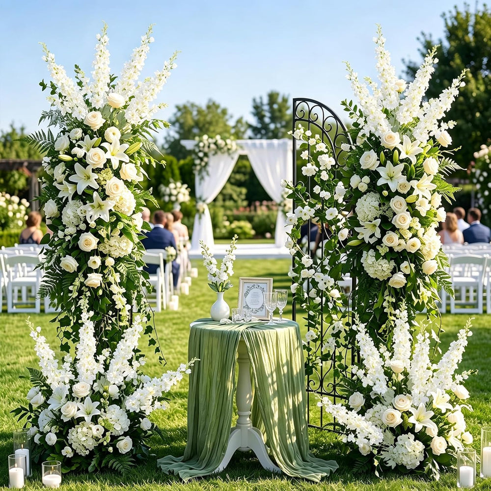 16Pcs White Delphinium Artificial Flowers 33.5" Long Stem Wedding Flower