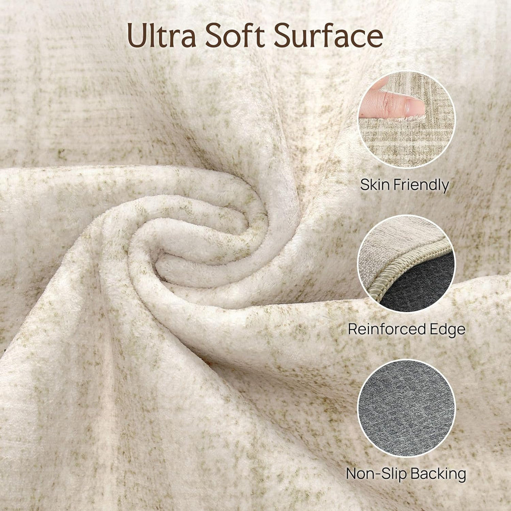 WITSHOCK Neutral Modern Area Rug 10x14 Washable Rugs for Living Room, Beige