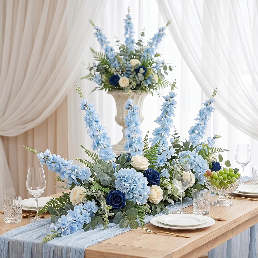 16Pcs Light Blue Delphinium Artificial Flower 33.5'' Long Stem Blue F...