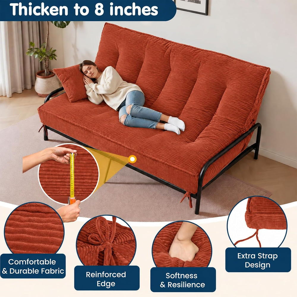 8 Inch Futon Mattress Full Size,Orange