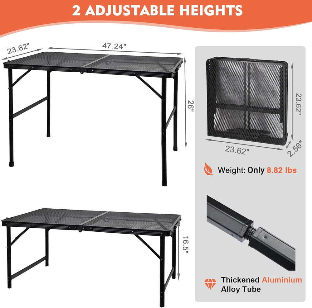 GREGIN Folding Camping Grill Table, Outdoor Metal Table. Foldable, Portable |...