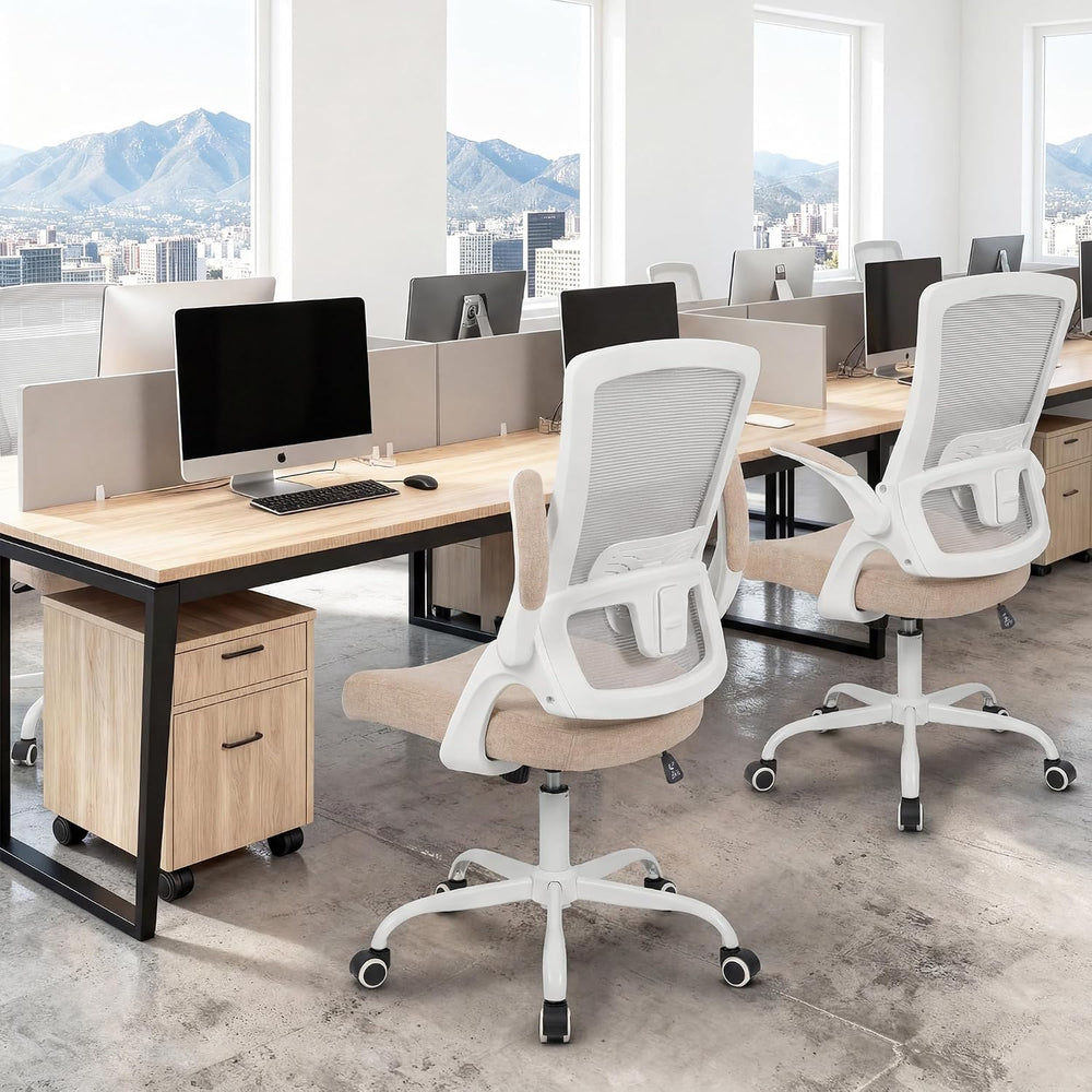 NEO CHAIR Office Desk Mesh Chair with Adjustable Ergonomic Lumbar, Beige