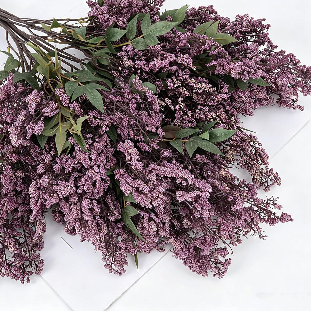 6Pcs 43.3in Fall Faux Berry Stems, Artificial Nandina Stems for Vase