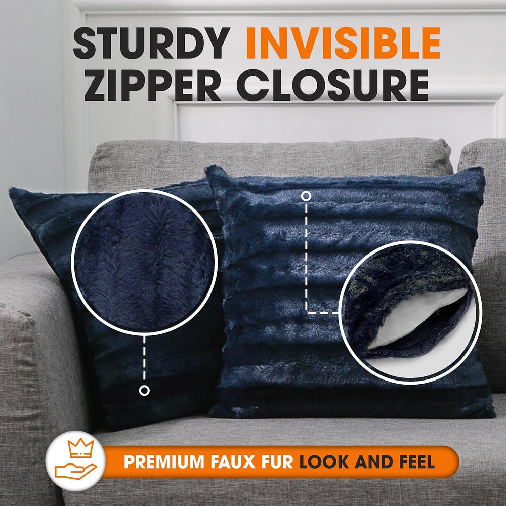 Cheer Collection Faux Fur Throw Pillows - Decorative Pillows for Couch, Bed T...