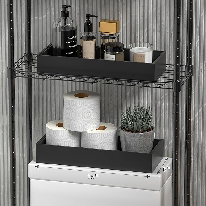 Kitchen Drawer Organizer Tray, Stackable Black Bamboo Drawer Organizer