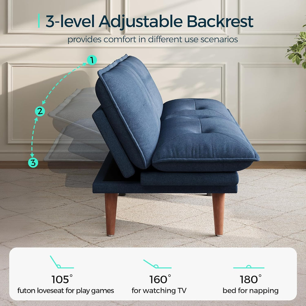LINSY HOME Futon Sofa Bed, 70" Chenille Futon Couch with Adjustable Back...